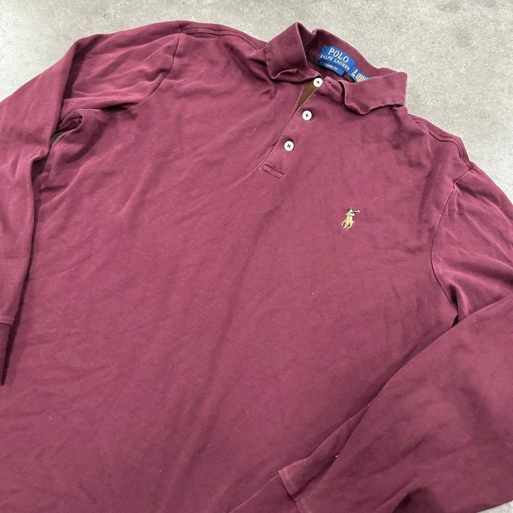 Polo Ralph Lauren burgundy long sleeve polo shirt Size small